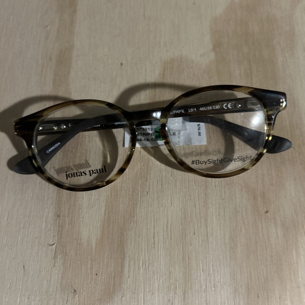 Jonas Paul Paul Paige Striped Maple Eyeglasses Frame 46-16-130 NWT